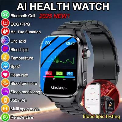 Uplifted Finds 2025 ECG PPG Smart Watch With Heart Rate Blood Pressure Lipids Uric Acid Monitoring And Bluetooth Call blue