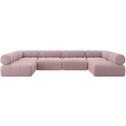 WOHNLANDSCHAFT modulares Sofa Garvo-U2 - 380x190x70 cm Rosa Cord