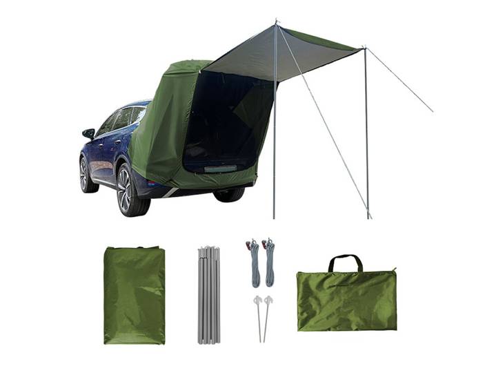 Tente arrière de voiture pour camping et pique-nique, avec auvent, extension de tente arrière de voiture, résistante au soleil et à la pluie