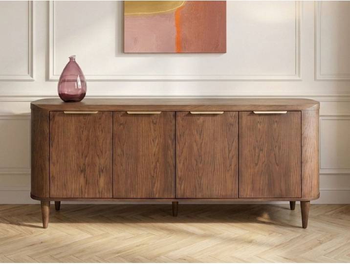 Buffet 4 portes 200 cm MAZARGUES placage chêne massif