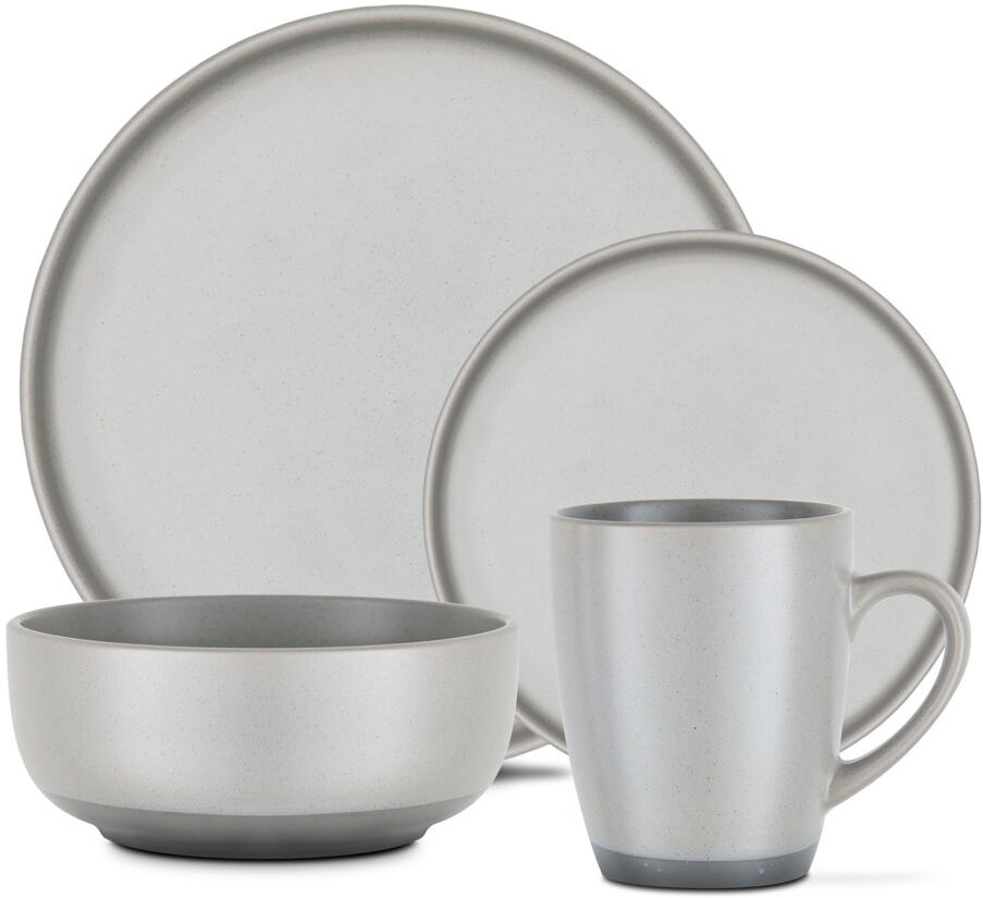 Tower Barbary & Oak Avena 16 Piece Stoneware Dinnerware Set - Service for 4 Grey 16