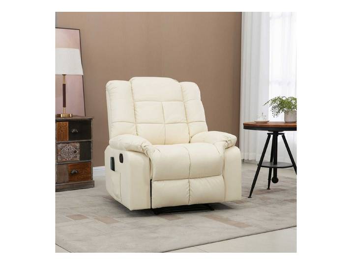 HOMCOM Massagesessel TV Sessel Liegesessel mit Liegefunktion Vibration (Relaxsessel, 1-St., Fernsehsessel), für Wohnbereich, Cremeweiß