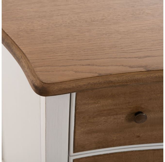 Hellin Commode baroque bois et blanc cassé 3 tiroirs L100 Marron 100x80x45cm