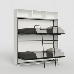 Itamoby Kando Doppelbett, Esche weiß, Zusammensetzung L, mit Matratzen Klappbett