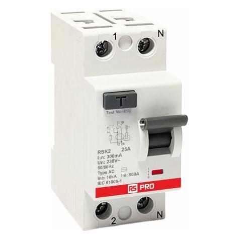 RS PRO RSK2 FI-Schutzschalter, 2-polig, 25A, 300 m (755718)