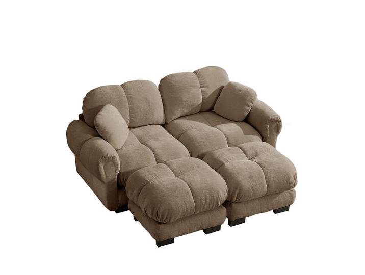 Flora Grace Sofa 190/149/90 cm in Braun aus Chenille mit modularer Flexibilität und Steppdesign, 149x90x190 cm, Wohnzimmer, Sofas & Couches, Sofas