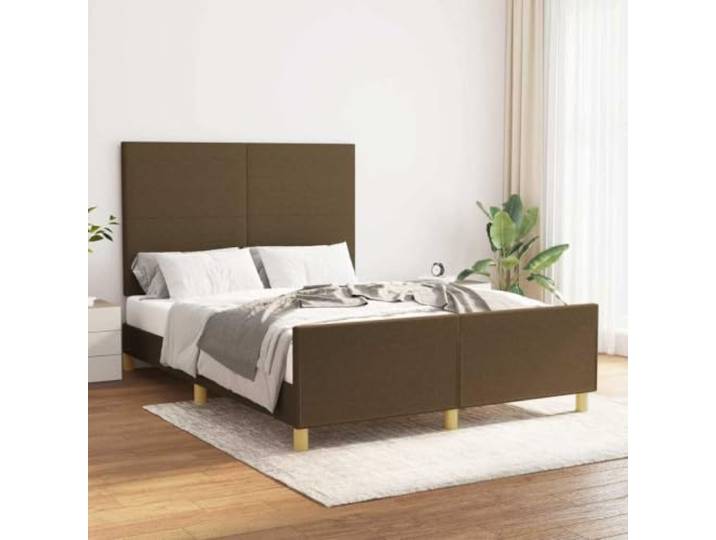 KGTKGTYER Polsterbett 140x200 cm Schlafzimmer Möbel, Stoff Kopfteil Braun Höhenverstellbares Kopfteil, Robuste Stützbeine, Atmungsaktiver Textilbezug