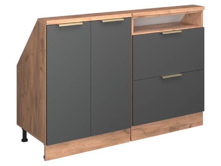 Küchenschrank für Dachschrägen Vicco R-Line Anthrazit-Gold 120 cm 2er Set, Model 60601