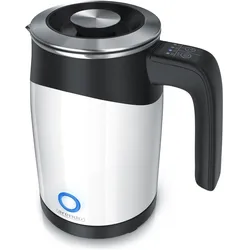 Arendo Wasserkocher 0,5 l, 1100 W, Edelstahl Single Reisewasserkocher Mini, Temperatureinstellung, weiss, Wasserkocher, Weiss, Schwarz