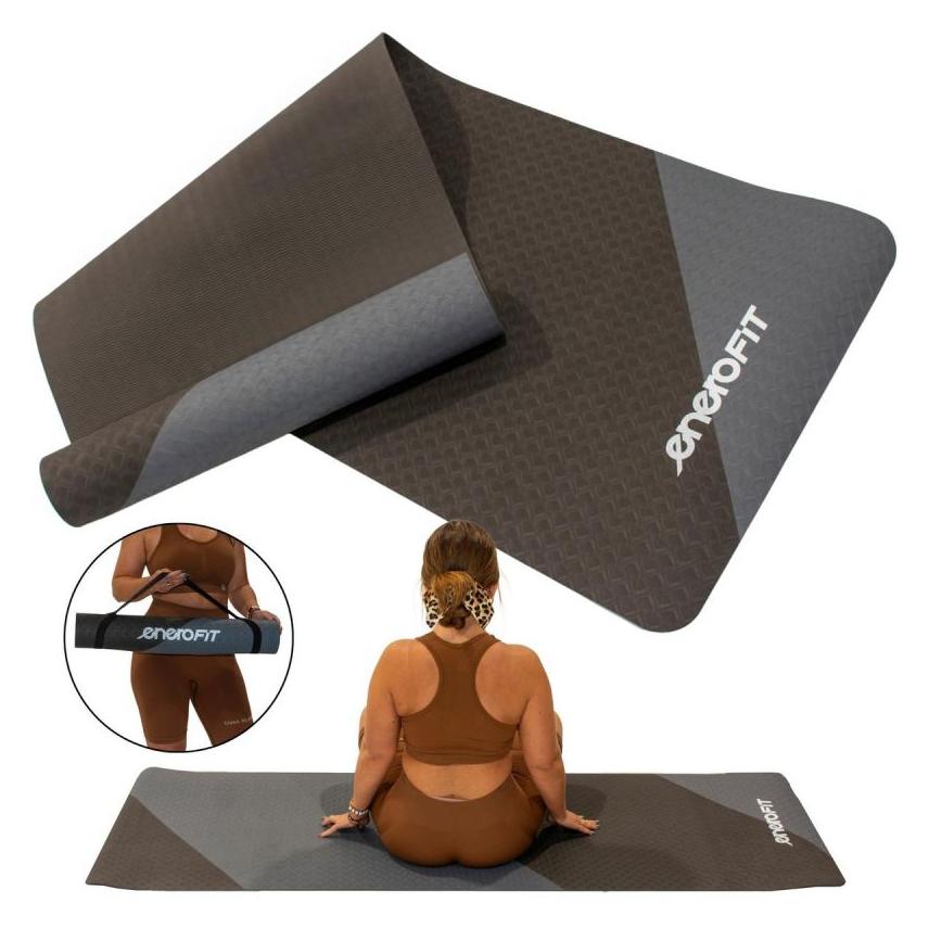 Enero Fit Mata Do Jogi I Fitness Tpe Antypoślizgowa Szaro-Czarna (4 mm) (61835229)