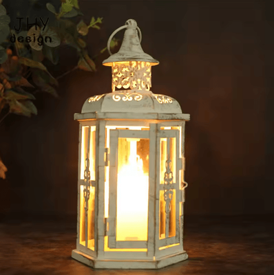 Inspire Picks Vintage Hanging Candle Lantern 11 Metal Decorative Lantern For Indoor & Outdoor Decor white
