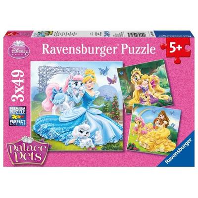 Puzzle Ravensburger Palace Pets - Belle, Cinderella und Rapunzel 3 X 49 Teile