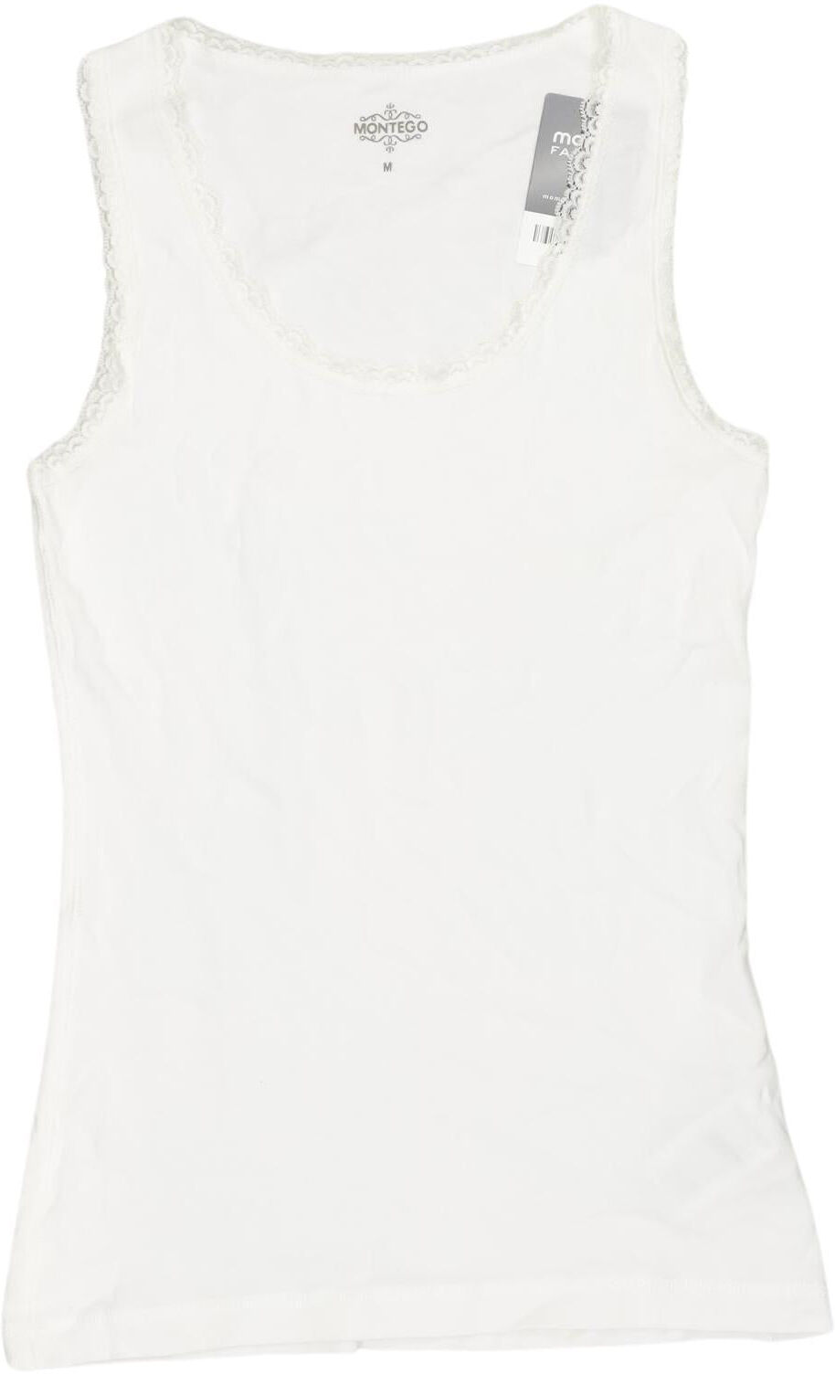 Montego Damen Top, Weiß, Gr. M, Baumwolle - Second Hand