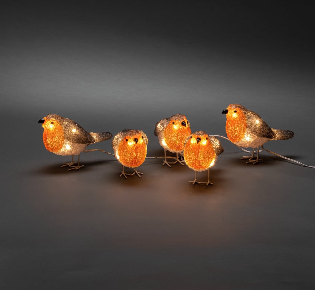 Konstsmide Lichtsnoer LED met 5 vogels in herfstkleuren
