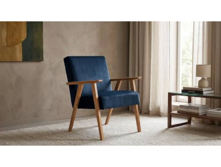 Family Meble Sessel Soler Royal Aura – Retro-Sessel im Vintage-Stil mit Stoff-Bezug – Blau · 22