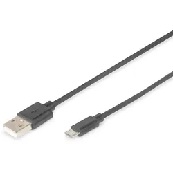 Digitus USB Anschlusskabel, Typ  A - micro B St/St, 1.0m, USB 2.0 kompatibel, sw