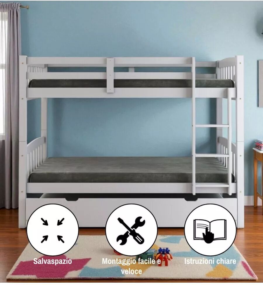 BellaHome LETTO A CASTELLO TOLOSA H 156CM  DIM.90X190 BI. LC