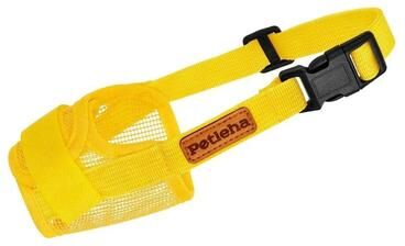 Uplift Essentials Safe Pet Breathable Nylon Mesh Adjustable Dog Muzzle & Scarf yellow s