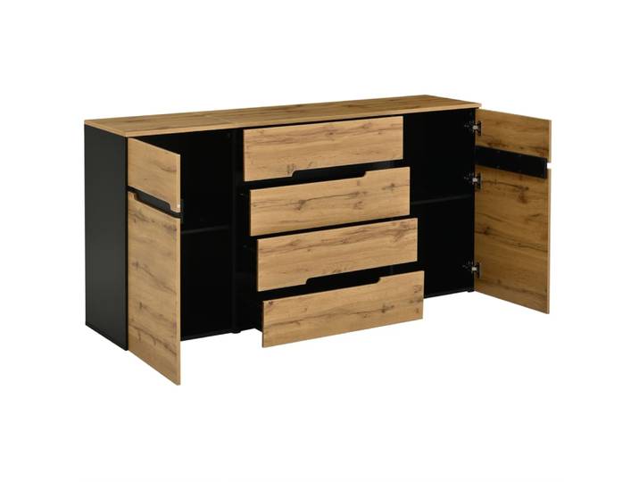 Buffet en panneau de particules noir et coloris bois