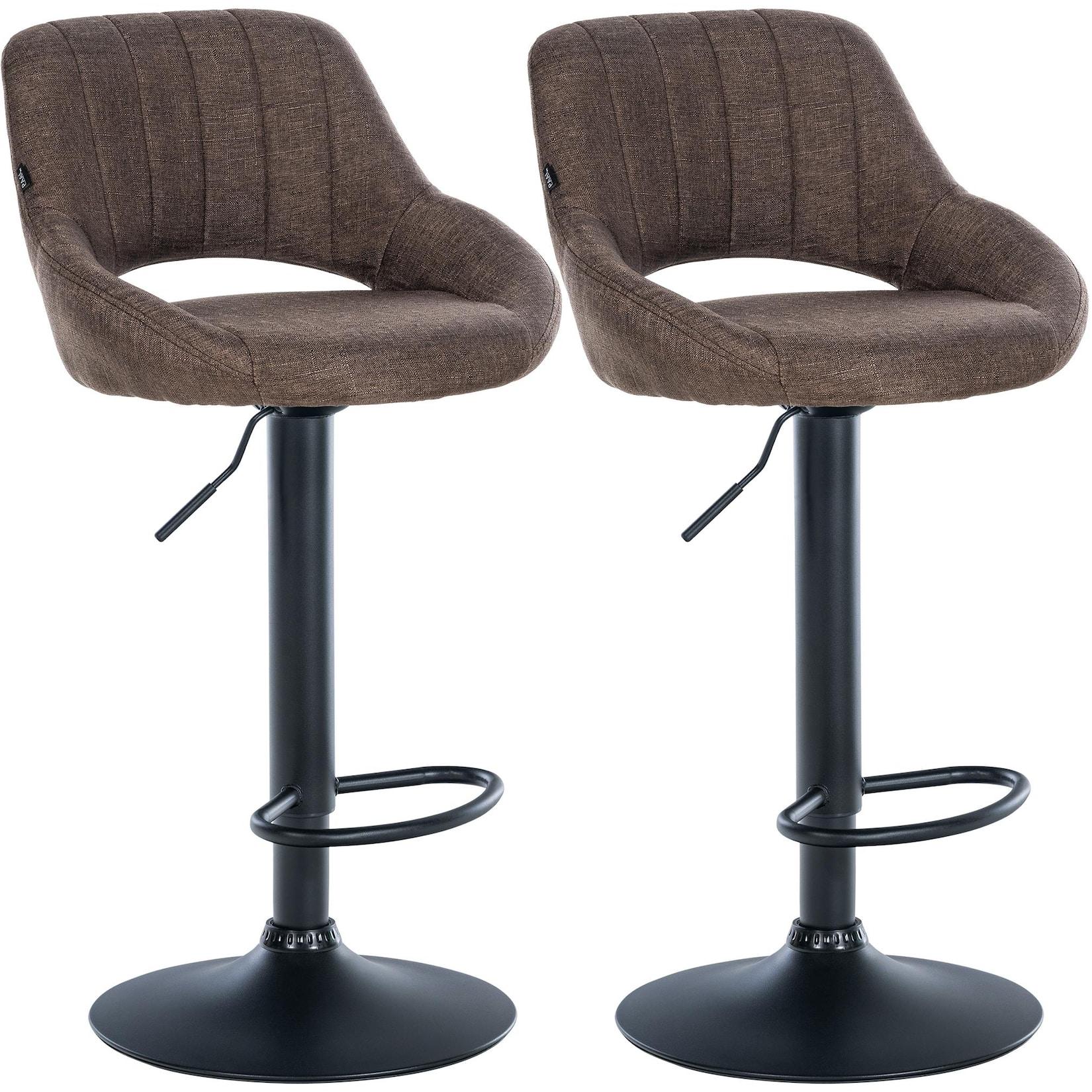 CLP 2er Set Barhocker Milet Stoff B Farbe: braun, Material Gestell: Metall matt schwarz