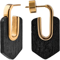 Holzkern Damen-Ohrringe Sequoia Ohrstecker Walnuss/Goldfarben II