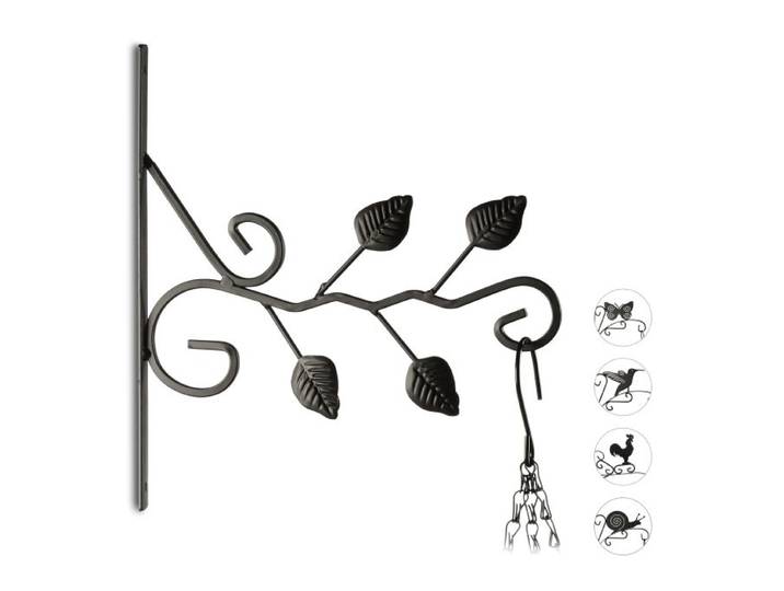 Relaxdays 3x Blumenhaken verschiedene Blattmotive