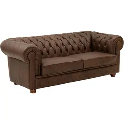 SOFA 3-Sitzer Kalea Echtleder (Antikoptik) braun