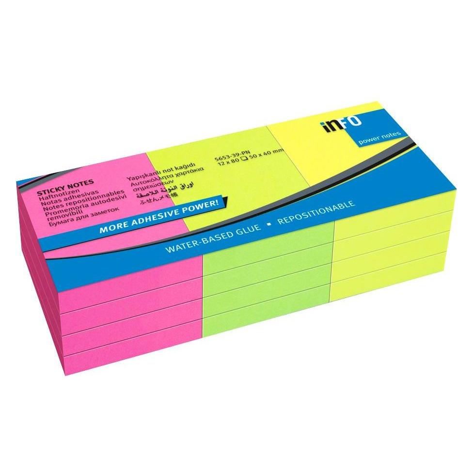 Magni Info PowerNotes Brill-Mix 12x50x40mm,80Bl.je Block (120 x 50 mm) (5653-39-PN)