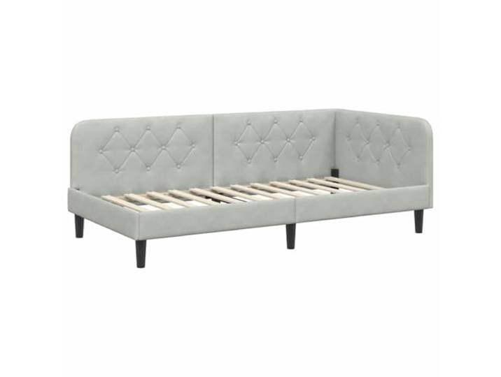 PUGYNBK Eckbettrahmen in Hellgrau, 90 x 200 cm, Samt Wendbare Armlehnen, Schlafsofa in L-Form, platzsparend, modernes Design