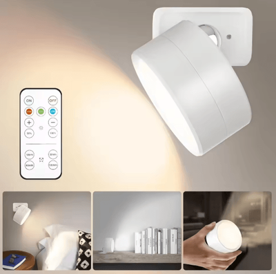 Inspire Picks Rechargeable Magnetic LED Wall Sconce Wireless Wall Light With Remote & 3 Color Dimmable Lighting white