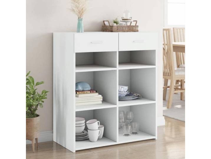 NEW 2026  Buffet Classique Armoire latérale pour salon blanc 80x42 5x93 cm bois d'ingénierie L3506
