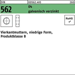 Vierkantmutter DIN 562 niedrige FormM6 Automatenstahl galv.verz. 1000St.
