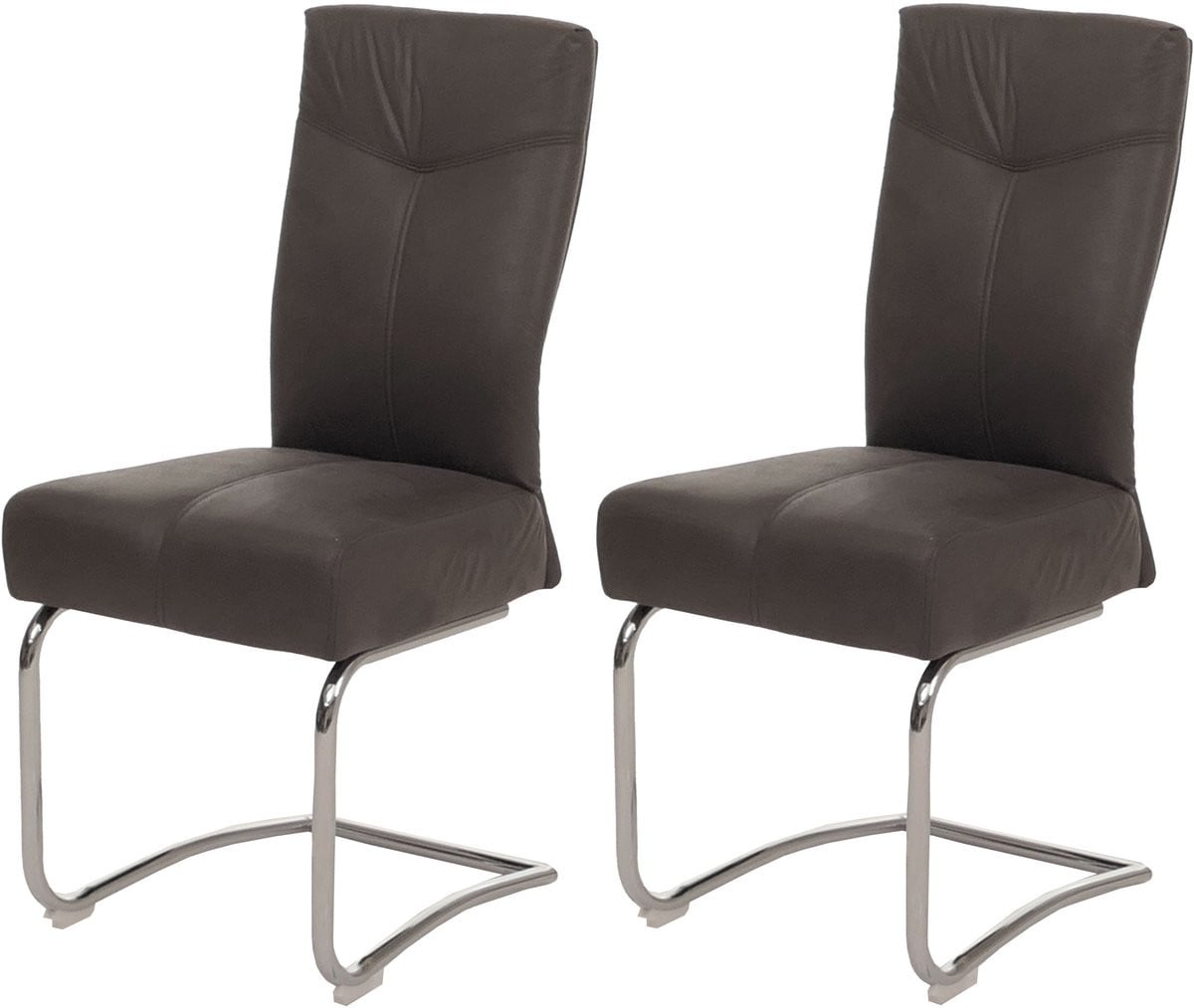 Set van 2 MCW eetkamerstoelen MCW-G56, sledestoel in grijs textiel suèdelook