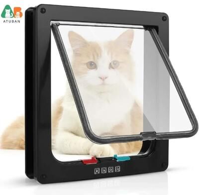 Uplifted Finds ATUBAN Professional 4 Way Locking Pet Portal black 19.7 X 19 X 2 Cm