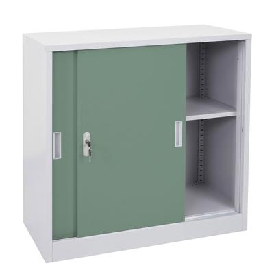 Décoshop26 - Stahlschrank mit abschließbaren Schiebetüren 90x90x45 cm grün 04_0006410 04_0006410