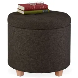 Relaxdays Runder Sitzhocker mit Stauraum Braun,Hellbraun