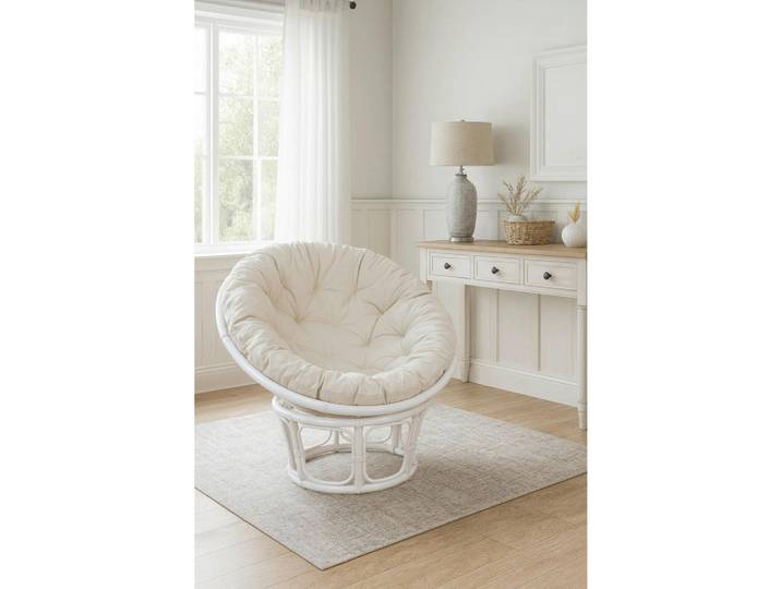 Mid.you Sessel, Weiß, Rattan, massiv, Uni, Füllung: Vlies, 80x80x60 cm, Wohnzimmer, Sessel, Sonstige Sessel