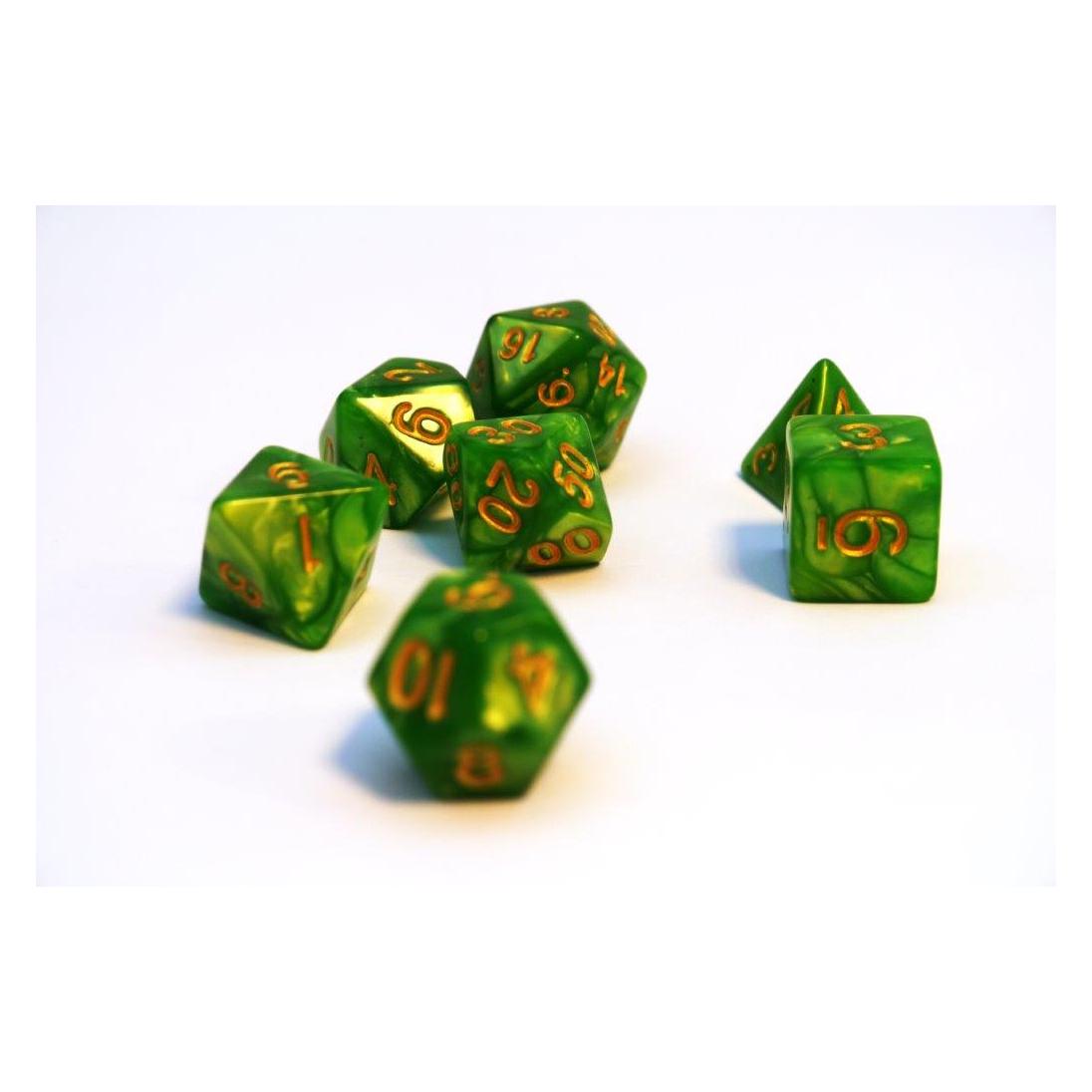Dice4friends Würfelset Pearl: Grass/Gold (7) (DIC86075)