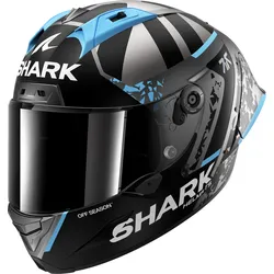 Shark Aeron-GP FIM 02 R. Fernandez Winter Test, Integralhelm - Matt Dunkelgrau/Blau/Silber - L