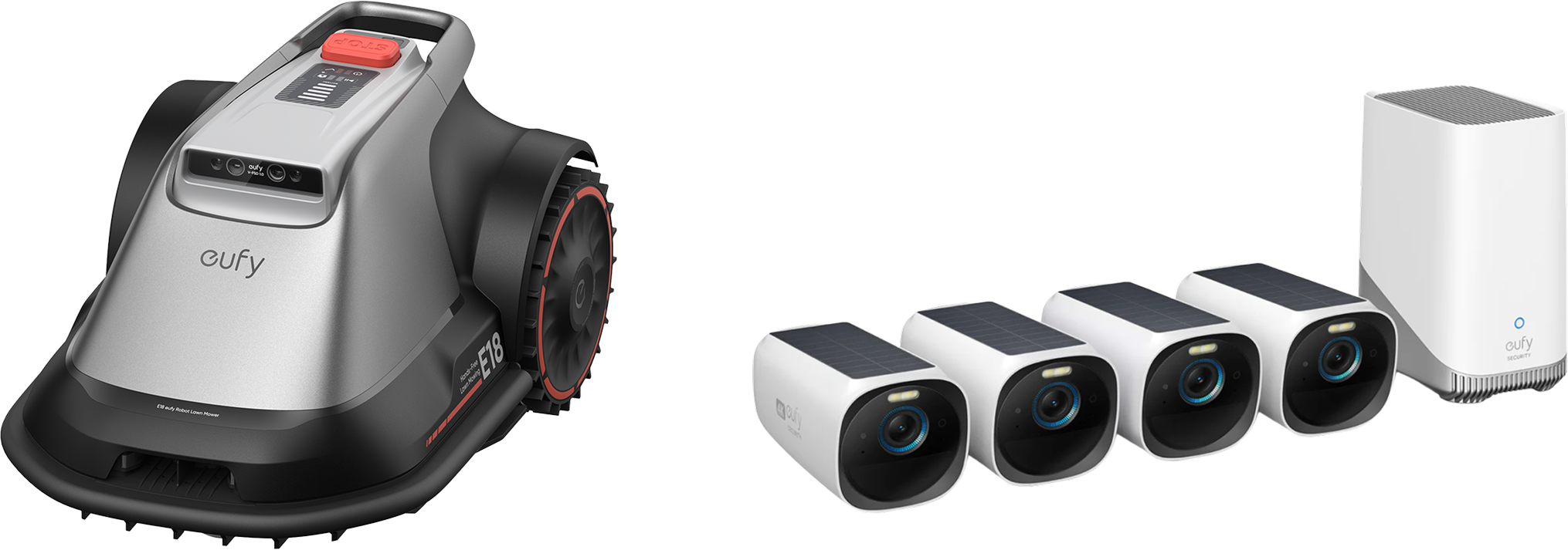 Anker eufy Mähroboter E18 und eufyCam S330 (eufyCam 3) 4-Kamera-Set