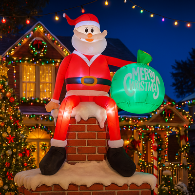 Trendy Discount Goods LED Lights Home Yard Ornaments, Inflatable Toy Christmas Decorations, Inflatable Santa Claus On Chimney qm0188 86wj