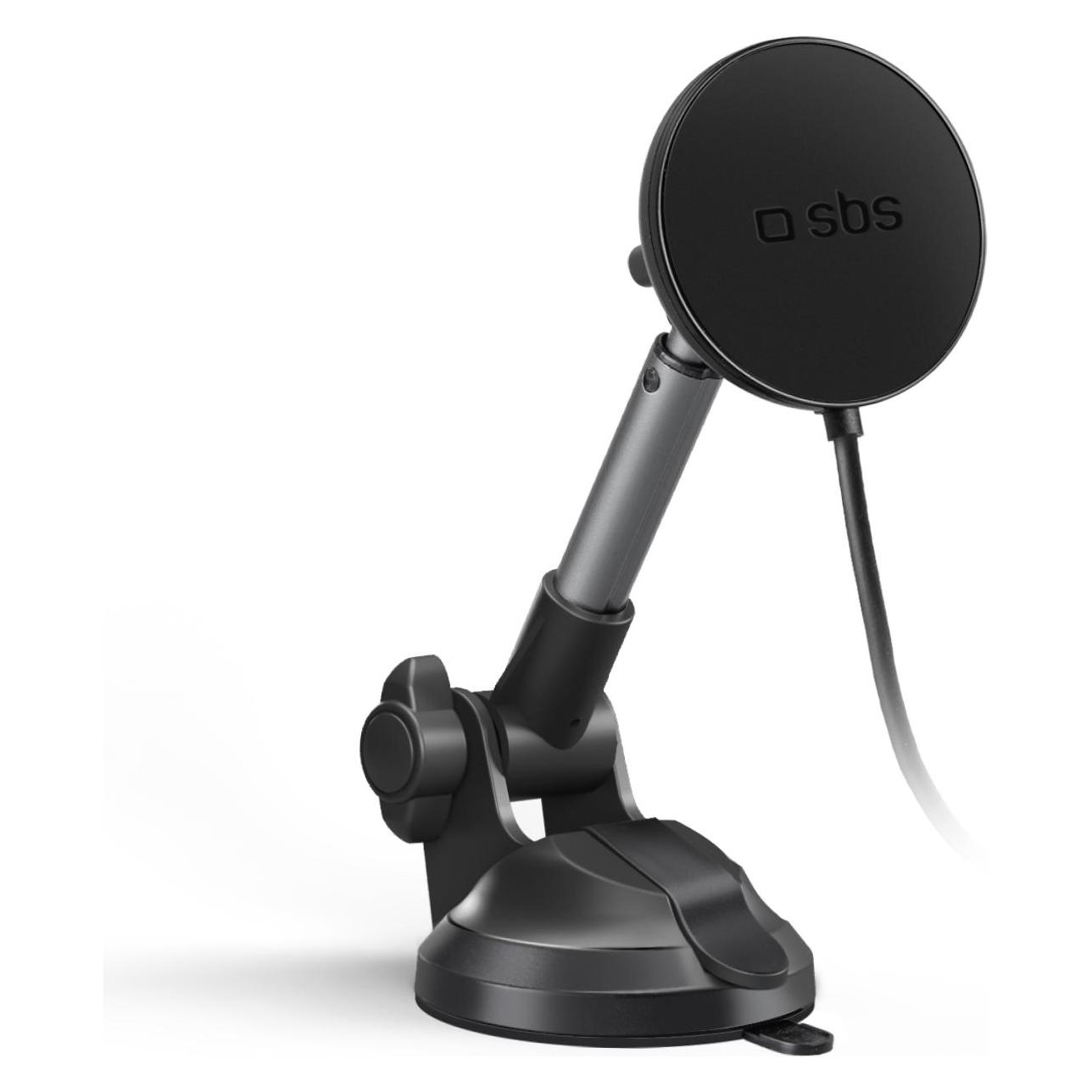 SBS Kabellose Teleskop-Autohalterung mit Saugnapf für Smartphones und iPhones (TESUPPMAG15WLONGARM)