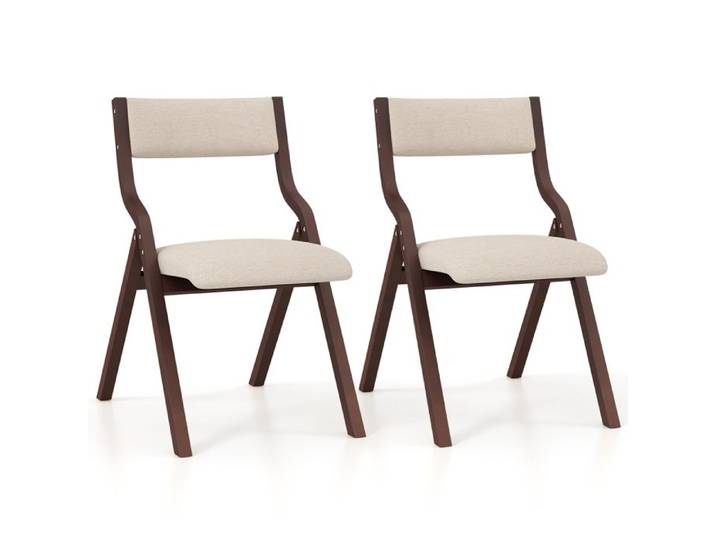 Chaises de Salle à Manger Lot de 2 - RELAX4LIFE - Siège Rembourré - Cadre Courbé - Housse en Lin - Peu Encombrante - Noyer