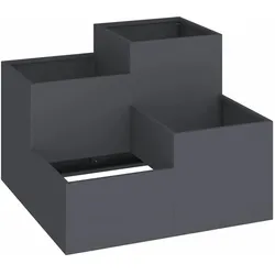 Helloshop26 - Moderner rechteckiger Pflanzkübel für den Außenbereich 100 x 100 x 60 cm aus anthrazitfarbenem Stahl