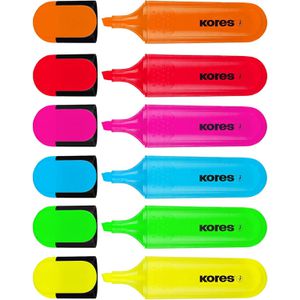 Kores Textmarker Bright Liner, 6 Stück, Strichbreite 0,5 - 5mm, farbig sortiert