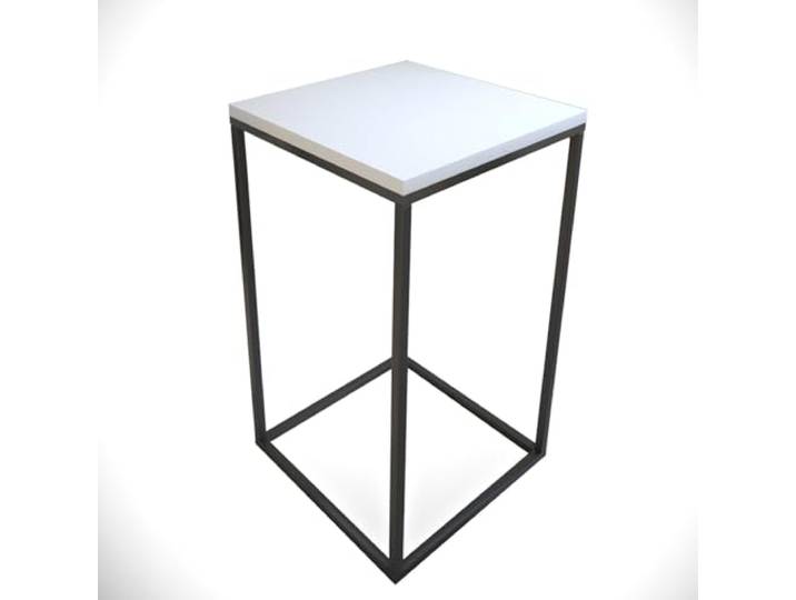 Hanah Home Moderner weißer Beistelltisch, 35 x 62 x 35 cm 100% melaminbeschichtete Spanplatte, 18 mm stark Robuste Metallbeine, Industriedesign