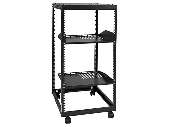 VEVOR Rack de Serveur à Cadre Ouvert 20U Support de Serveur réseau autoportant Mural Profondeur réglable 58\,5-101\,6 cm 4 Montants roulettes pour équipements informatiques de réseau\, routeur\, Modem