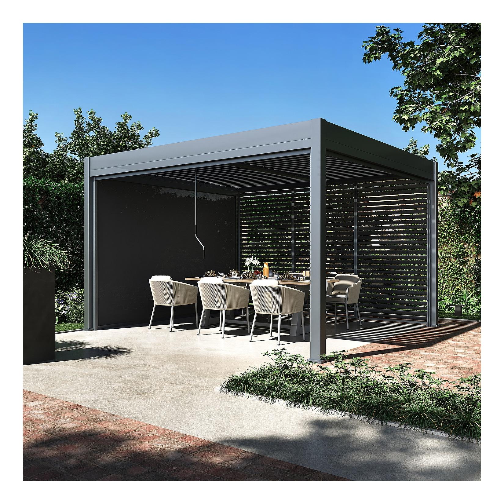 Sichtschutzrollo für Pergola Pavillon mit Lamellen Dach Oasis anthrazit