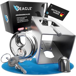 Deagle Anhängerschloss mit ABUS Diskusschloss & AHK Kappe, Kastenschloss, Stahl, abgekoppelt