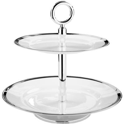 Etagere FINK "PLATINUM", weiß, H:26cm Ø:27cm, Porzellan, Servierplatten, Etagere, Servierplatte mit Platinumrand, mit 2 Etagen, Höhe ca. 26 cm